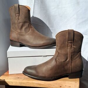 Quince Crafted Leather Western Zip Boot Dark Chocolate 8.5 Goat Cow Leather